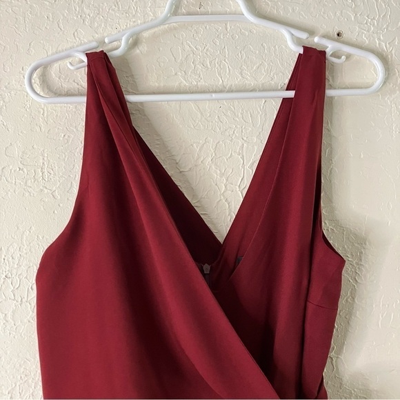Lulu’s Like It Like That Wine Red Sleeveless Surplice Jumpsuit - Picture 6 of 13